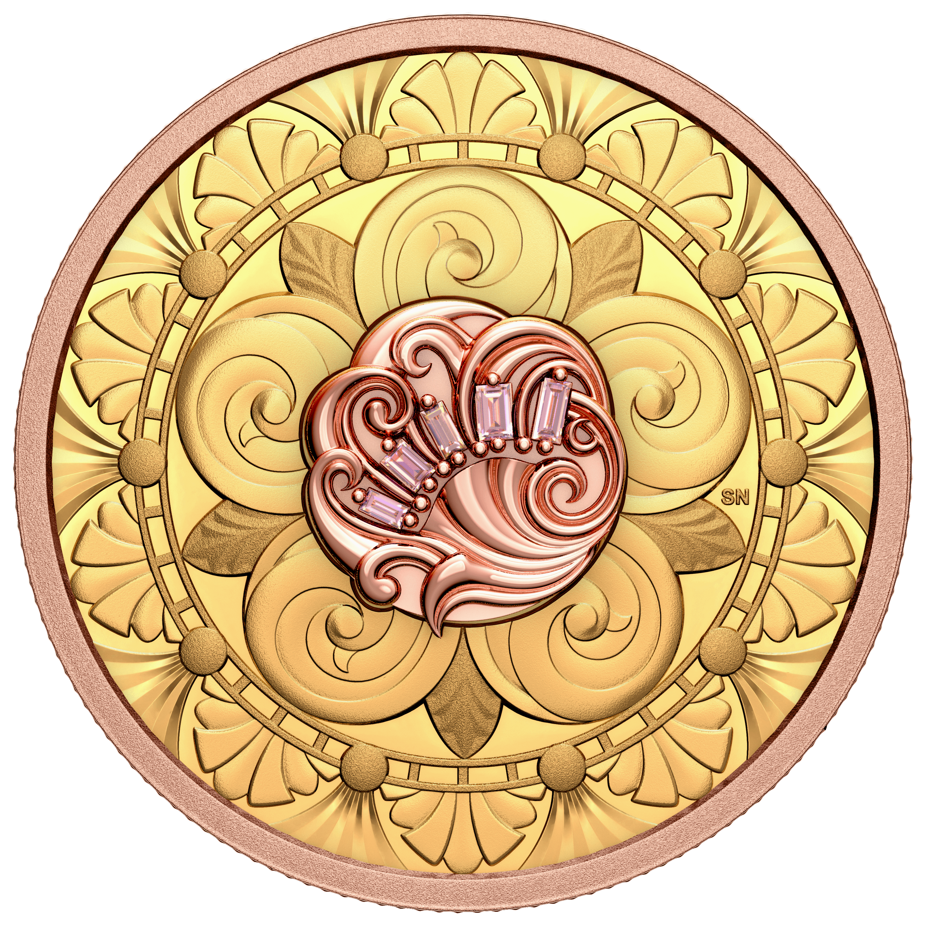 OPULENCE Treasure 1 Oz Pure Gold Pink Diamond Coin $200 Canada - PARTHAVA COIN