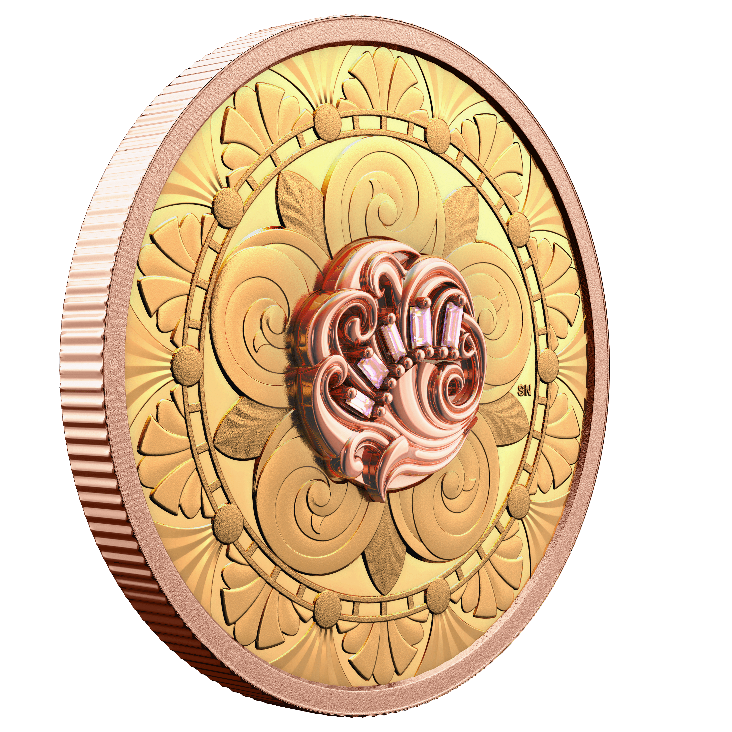 OPULENCE Treasure 1 Oz Pure Gold Pink Diamond Coin $200 Canada - PARTHAVA COIN