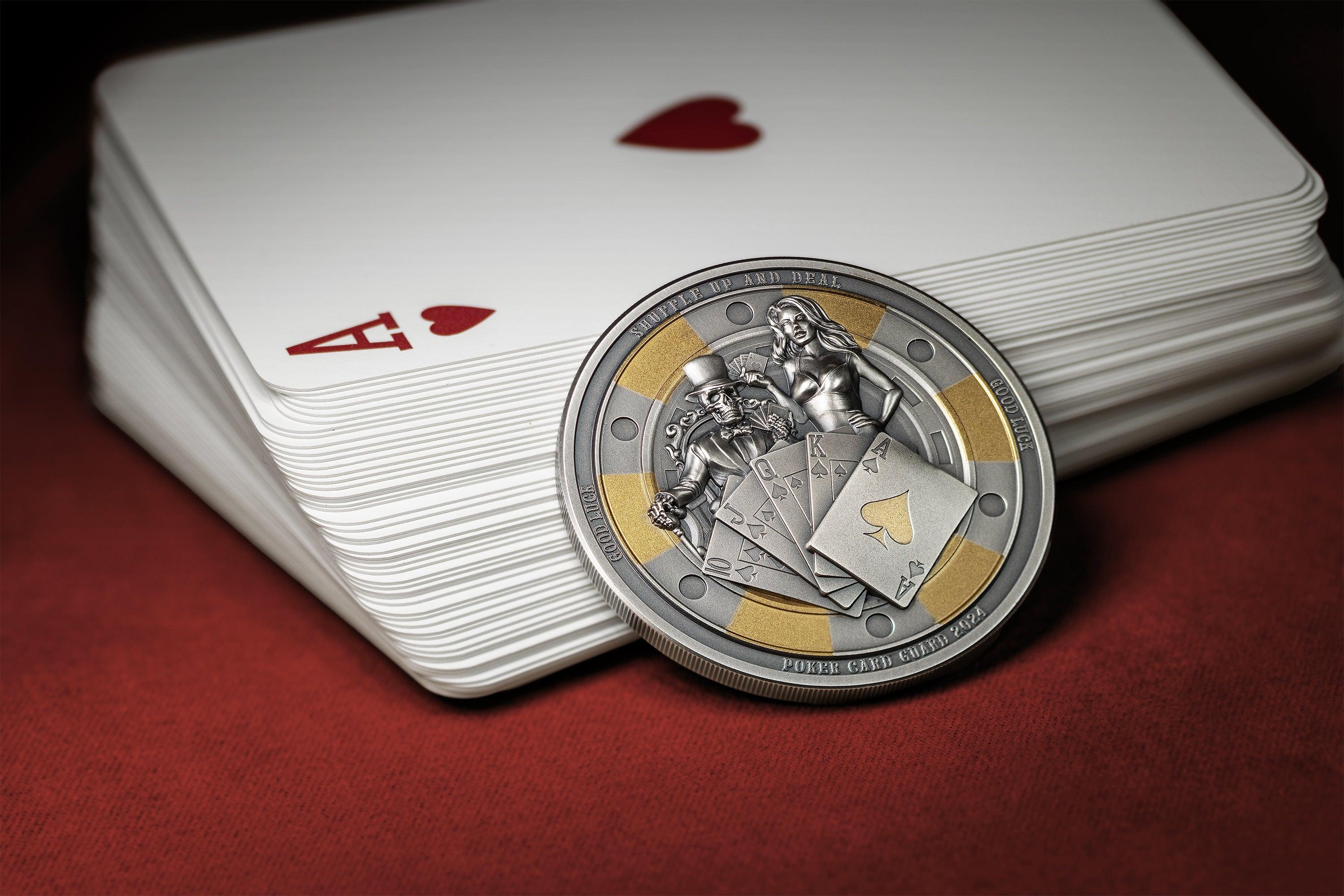 POKER CARD GUARD 1 Oz Silver Coin $5 Palau 2024 - PARTHAVA COIN