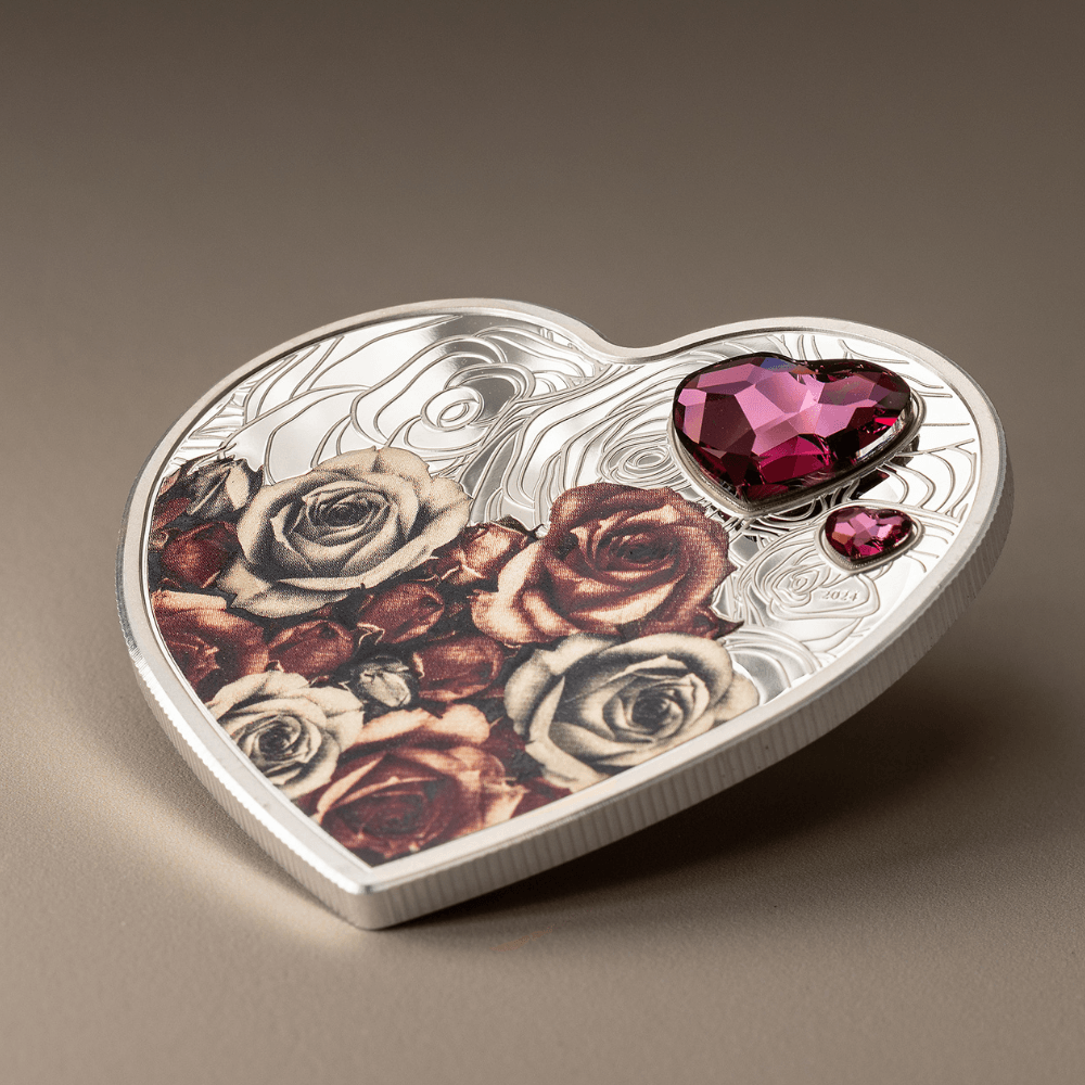 ROSES Brilliant Love Silver Coin $5 Cook Islands 2024 - PARTHAVA COIN