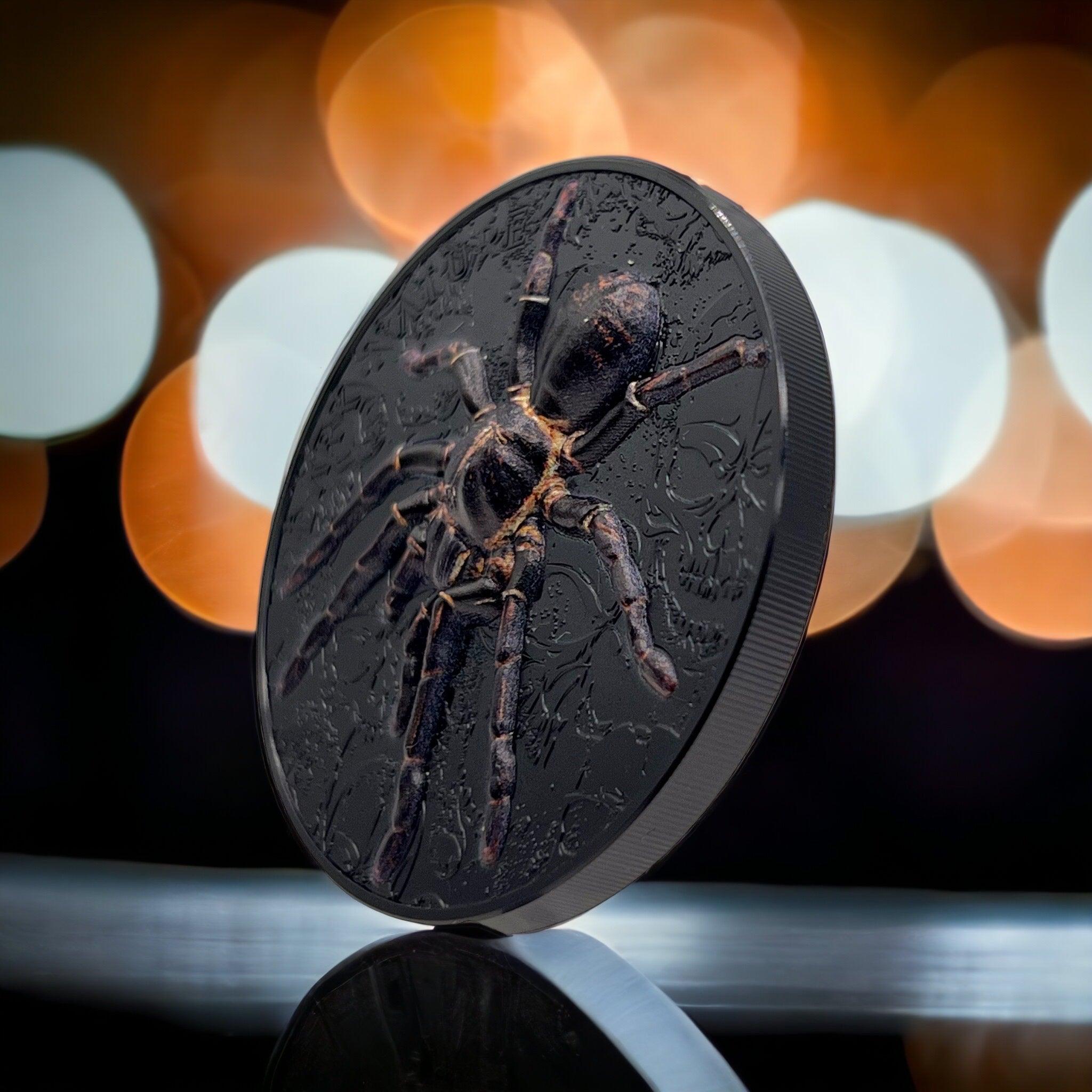 THAI BLACK TARANTULA Dark Nature 3 Oz Silver Coin $20 Palau 2023 - PARTHAVA COIN