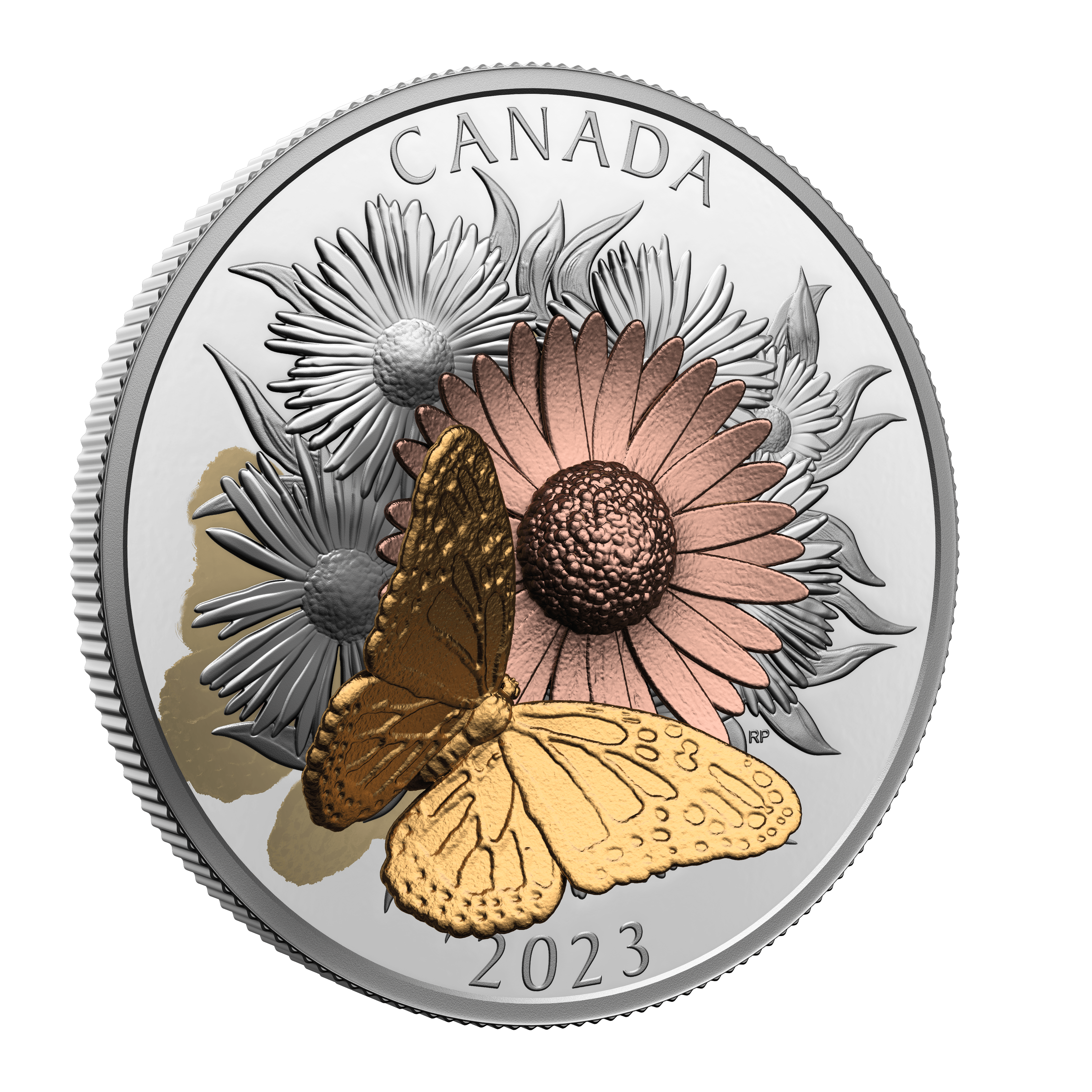 THE MONARCH AND THE BLOOM 5 Oz Silver Coin $50 Canada 2023 - PARTHAVA COIN