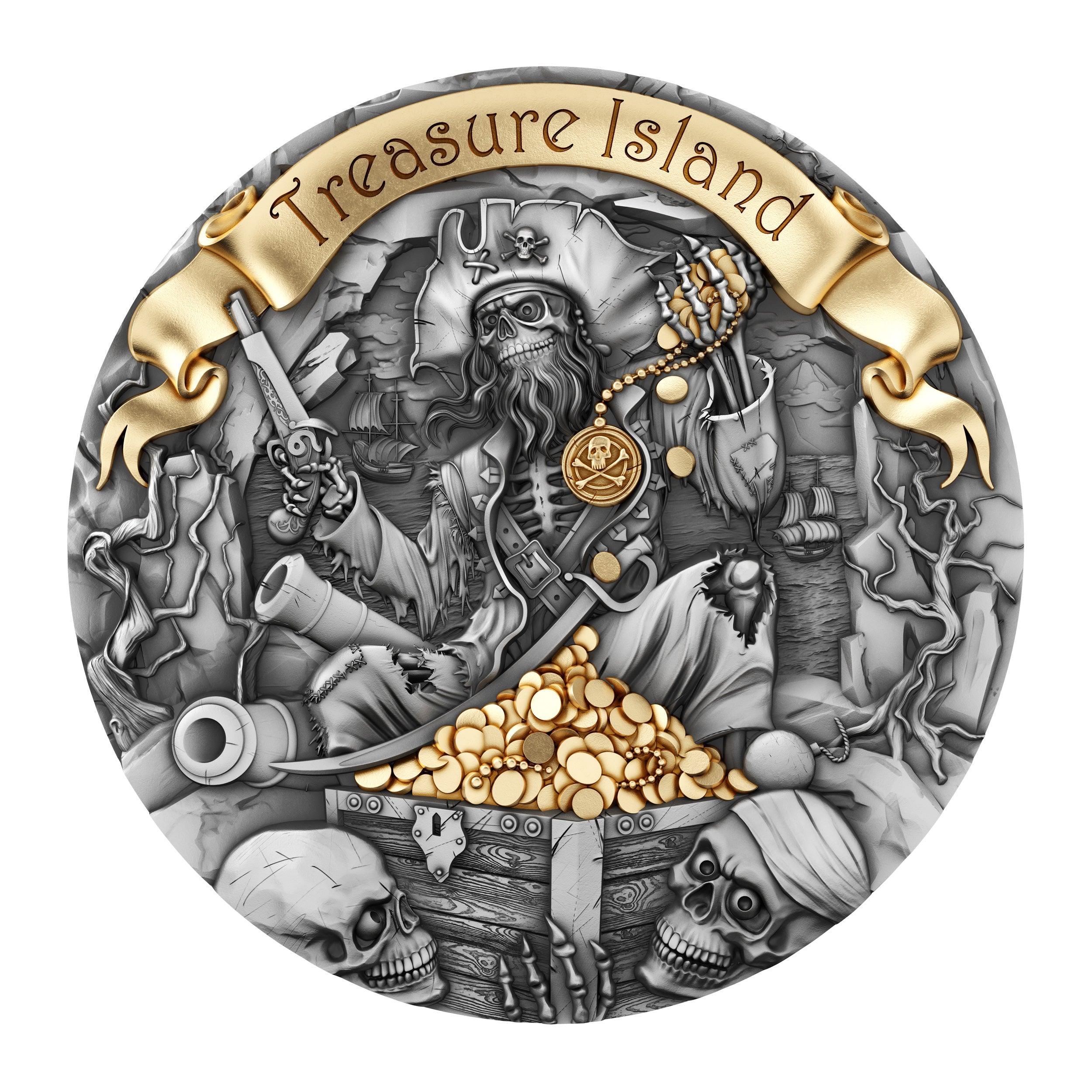 TREASURE ISLAND 2 Oz Silver Coin 2000 Francs Cameroon 2024 - PARTHAVA COIN