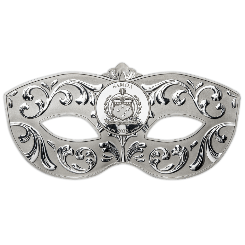 VENETIAN MASK 5 Oz Silver Coin $10 Samoa 2023 - PARTHAVA COIN