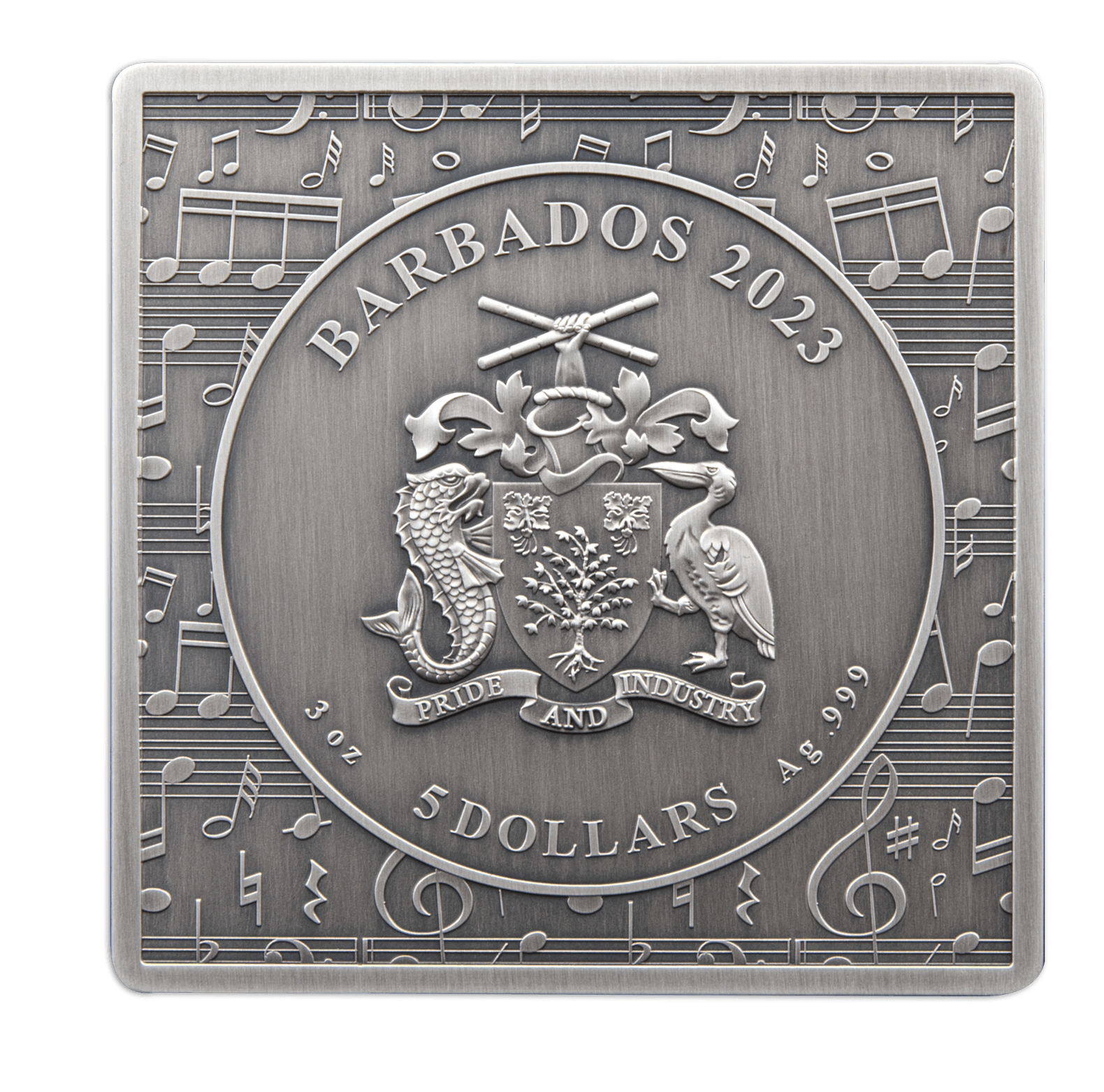 VINYL RECORD 3 Oz Silver Coin $5 Barbados 2023 - PARTHAVA COIN