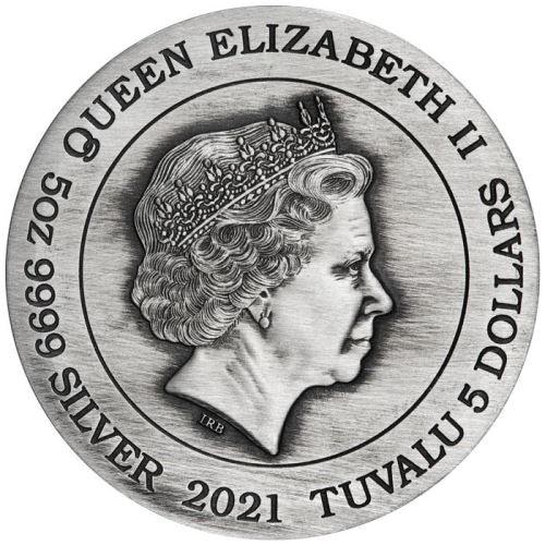 FU LU SHOU 5 Oz Silver Coin $5 Tuvalu 2021 - PARTHAVA COIN