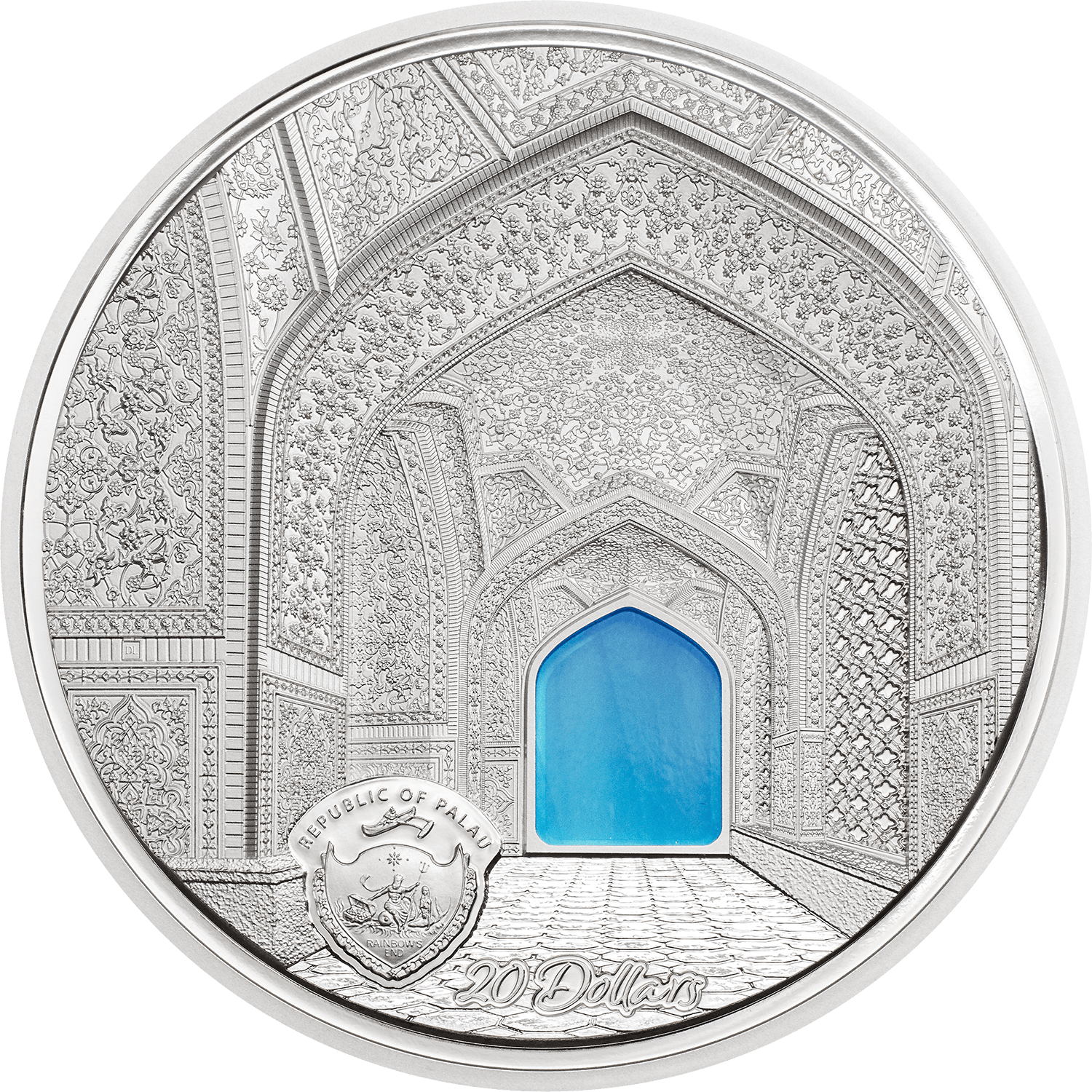 TIFFANY ART Isfahan 3 Oz Silver Coin $20 Palau 2020 - PARTHAVA COIN