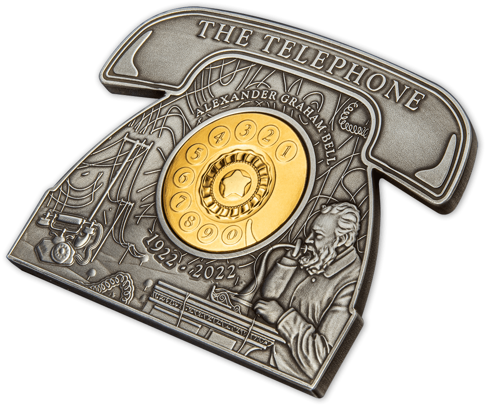 ALEXANDER GRAHAM BELL 100th Anniversary Shaped 3 Oz Silver Coin $5 Barbados 2022 - PARTHAVA COIN