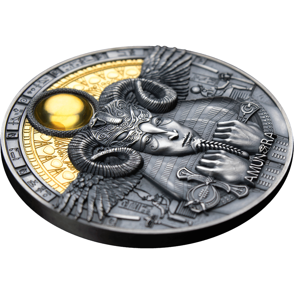 AMUN-RA Divine Faces Of The Sun 3 Oz Silver Antique Finish Coin 5$ NIUE 2020 - PARTHAVA COIN