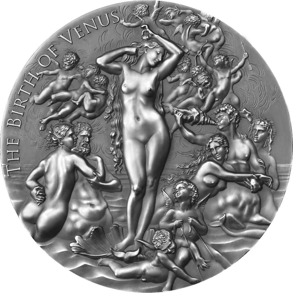 BIRTH OF VENUS Celestial Beauty 2 Oz Silver Coin 2000 Francs Cameroon 2021 - PARTHAVA COIN