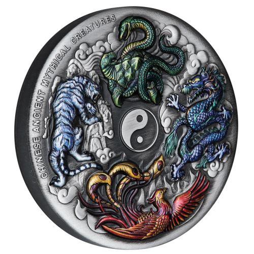CHINESE ANCIENT Mythical Creatures 5 Oz Silver Coin $5 Tuvalu 2021 - PARTHAVA COIN