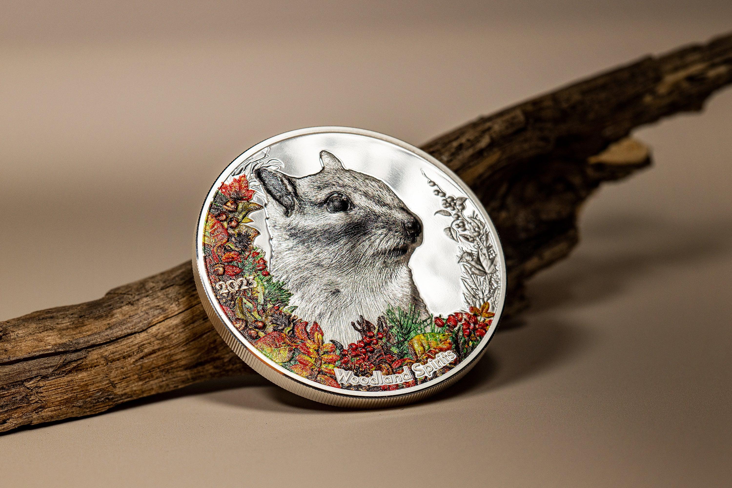 CHIPMUNK Woodland Spirit 1 Oz Silver Coin 500 Togrog Mongolia 2023 - PARTHAVA COIN