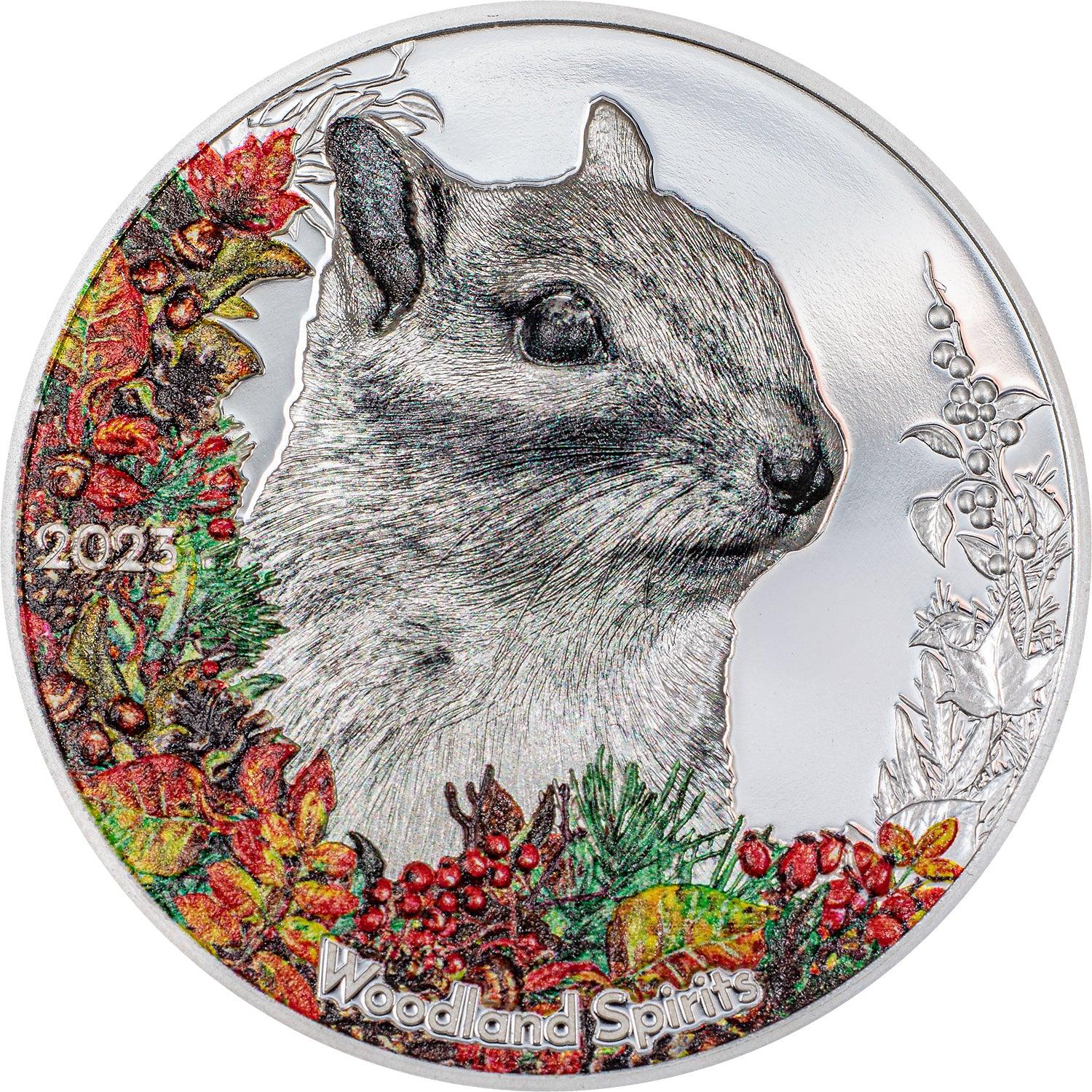CHIPMUNK Woodland Spirit 1 Oz Silver Coin 500 Togrog Mongolia 2023 - PARTHAVA COIN