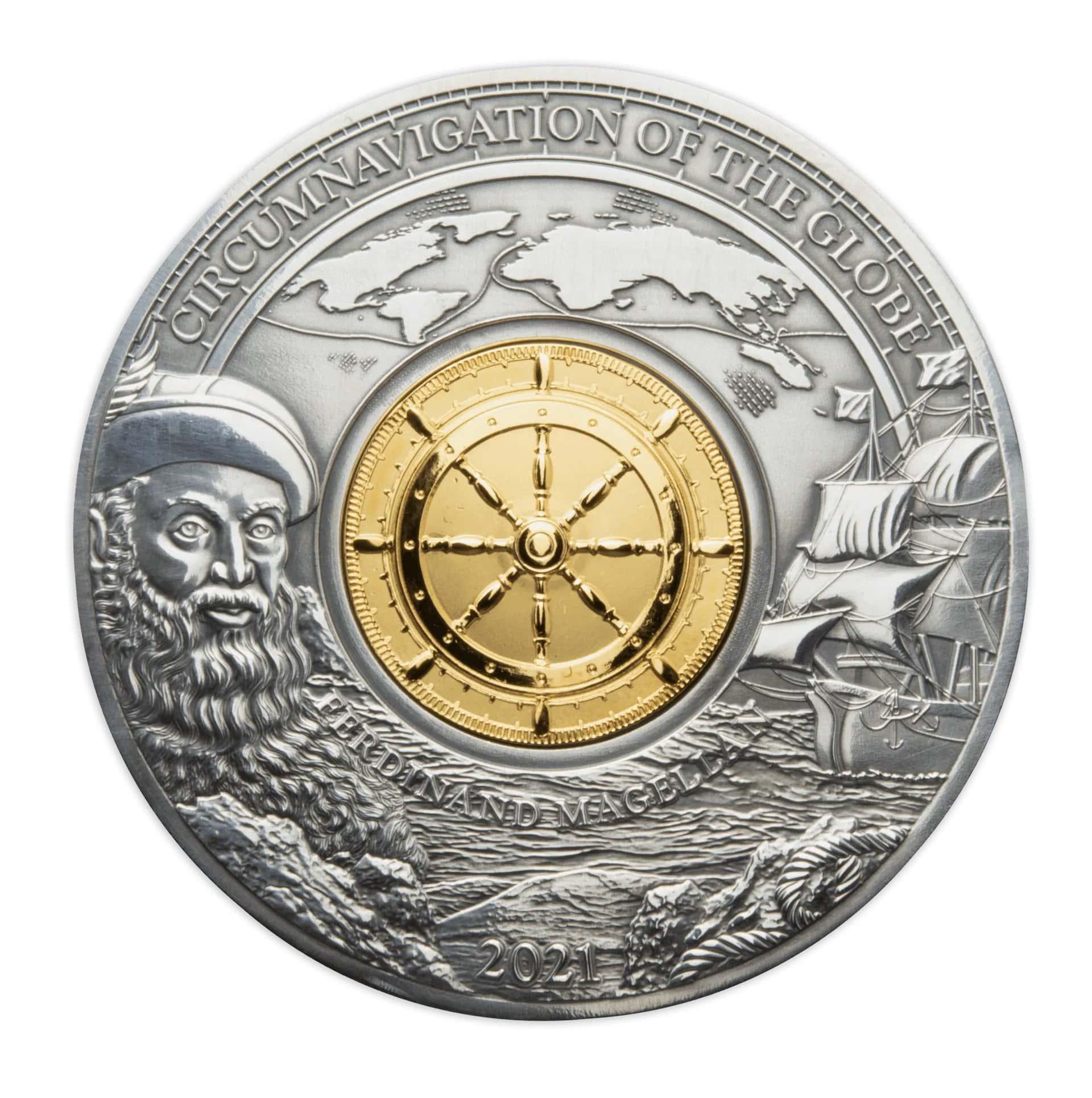 CIRCUMNAVIGATION OF THE WORLD – FERDINAND MAGELLAN 500TH ANNIVERSARY 3 oz Silver Coin $5 Barbados 2021 - PARTHAVA COIN
