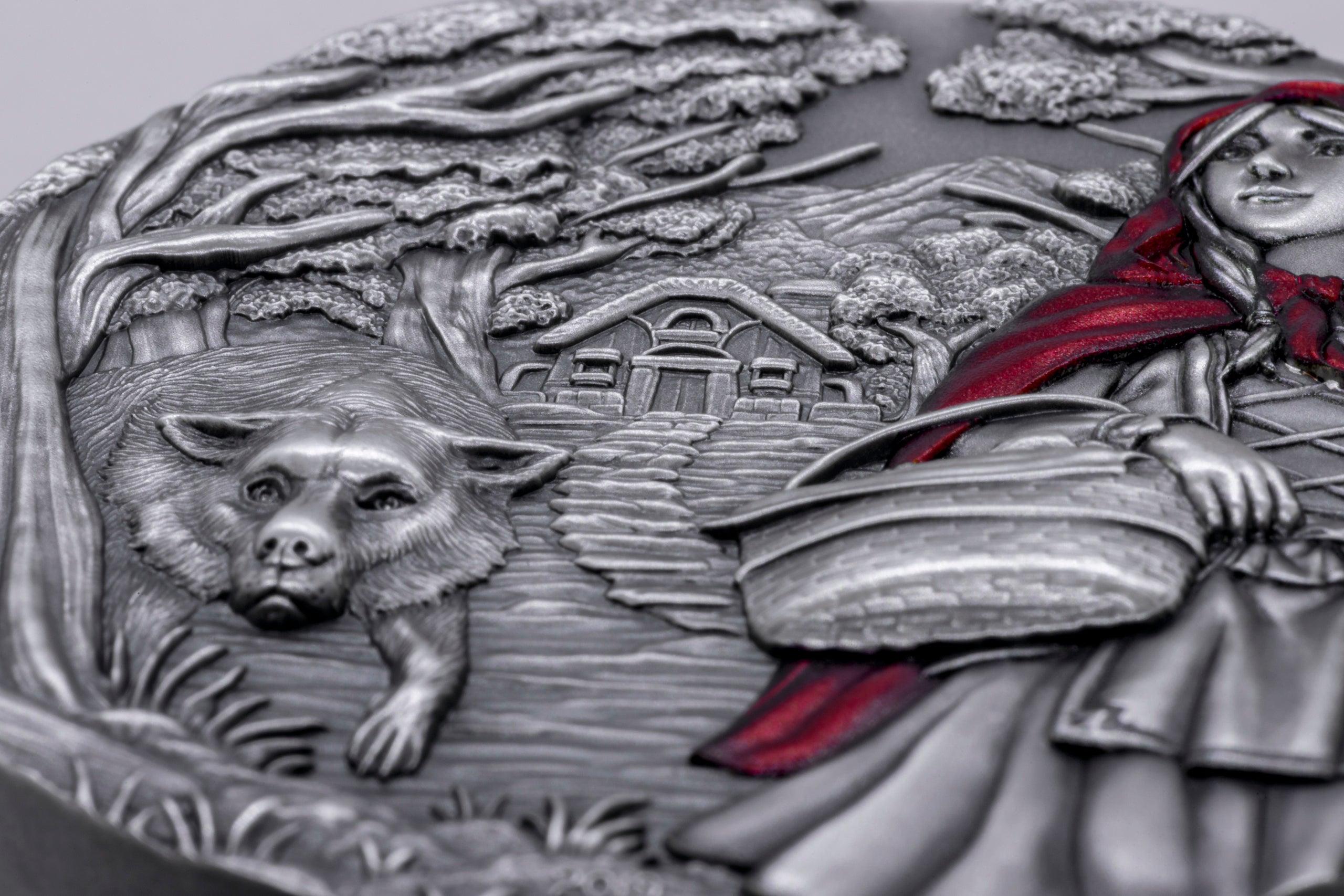 LITTLE RED RIDING HOOD Fairy Tales Fables 3 Oz Silver Coin 20$ Cook Islands 2019 - PARTHAVA COIN