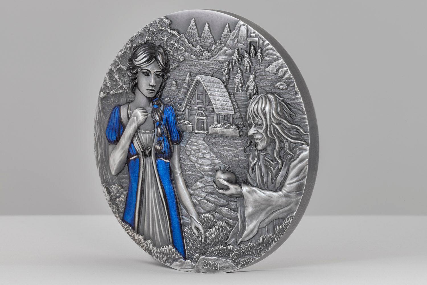SNOW WHITE Fairy Tales Fables 3 Oz Silver Coin 20$ Cook Islands 2021 - PARTHAVA COIN