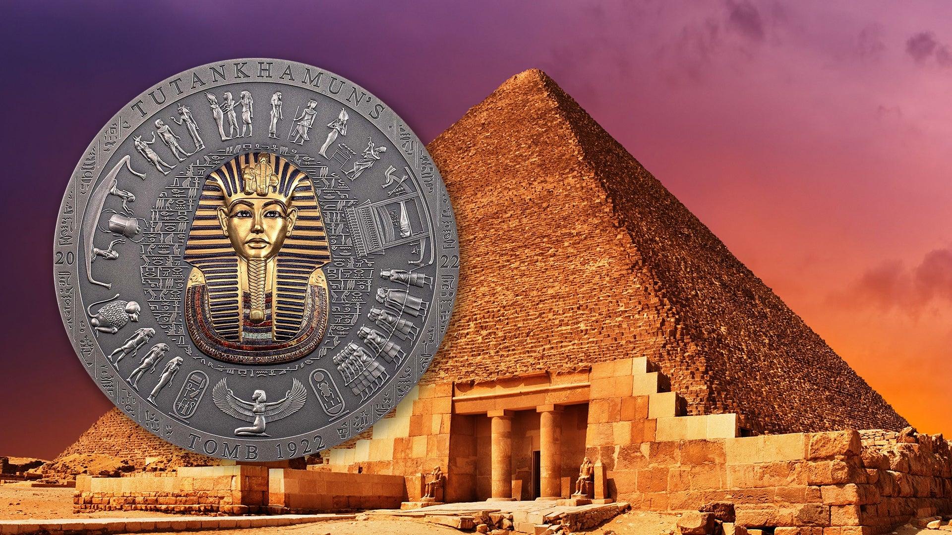 TUTANKHAMUN’S TOMB 1922 Archeology Symbolism Colored 3 Oz Silver Coin 20$ Cook Islands 2022 - PARTHAVA COIN