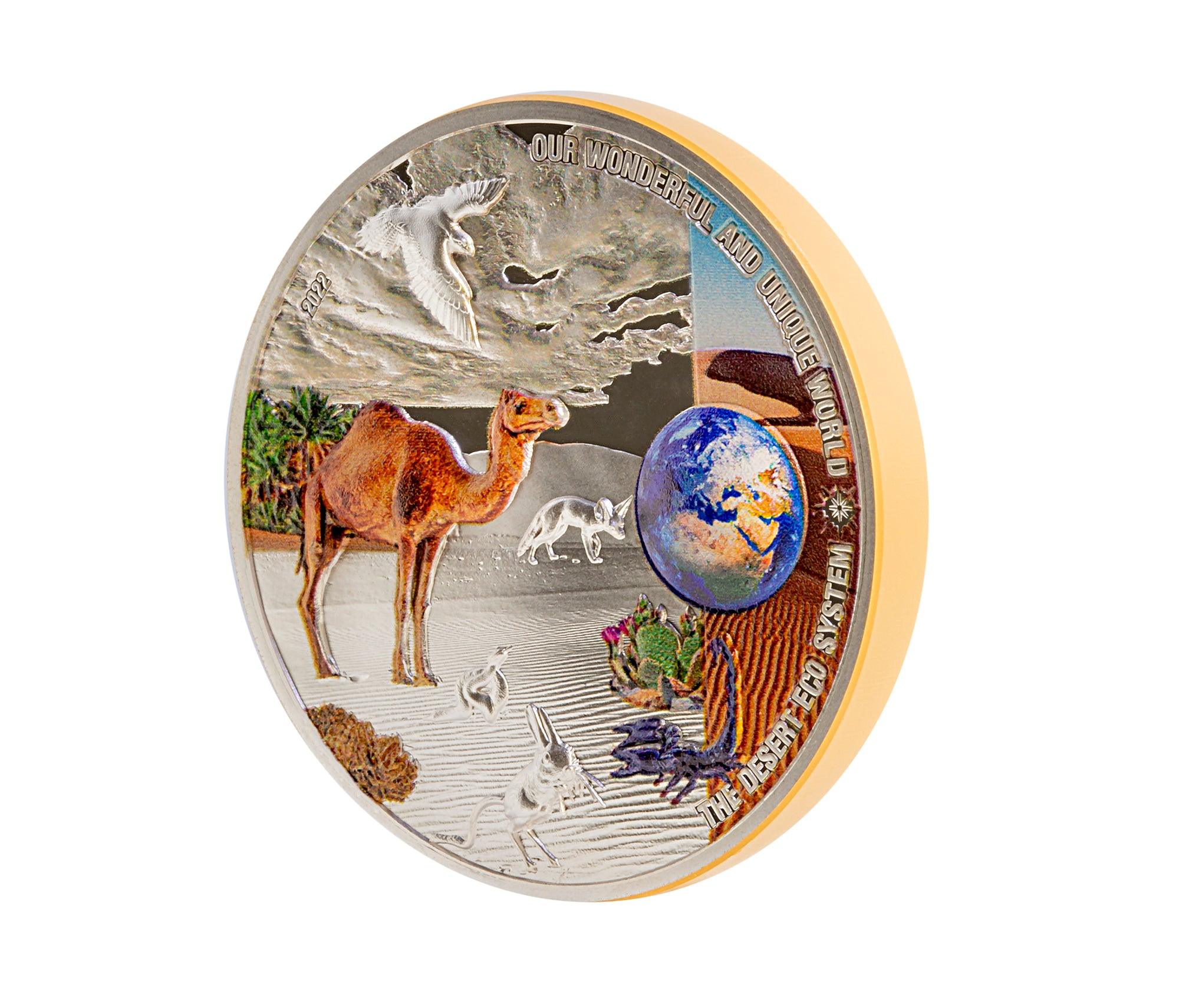 DESERT Our Earth Ecosystems 2 Oz Silver Coin $10 Palau 2022 - PARTHAVA COIN