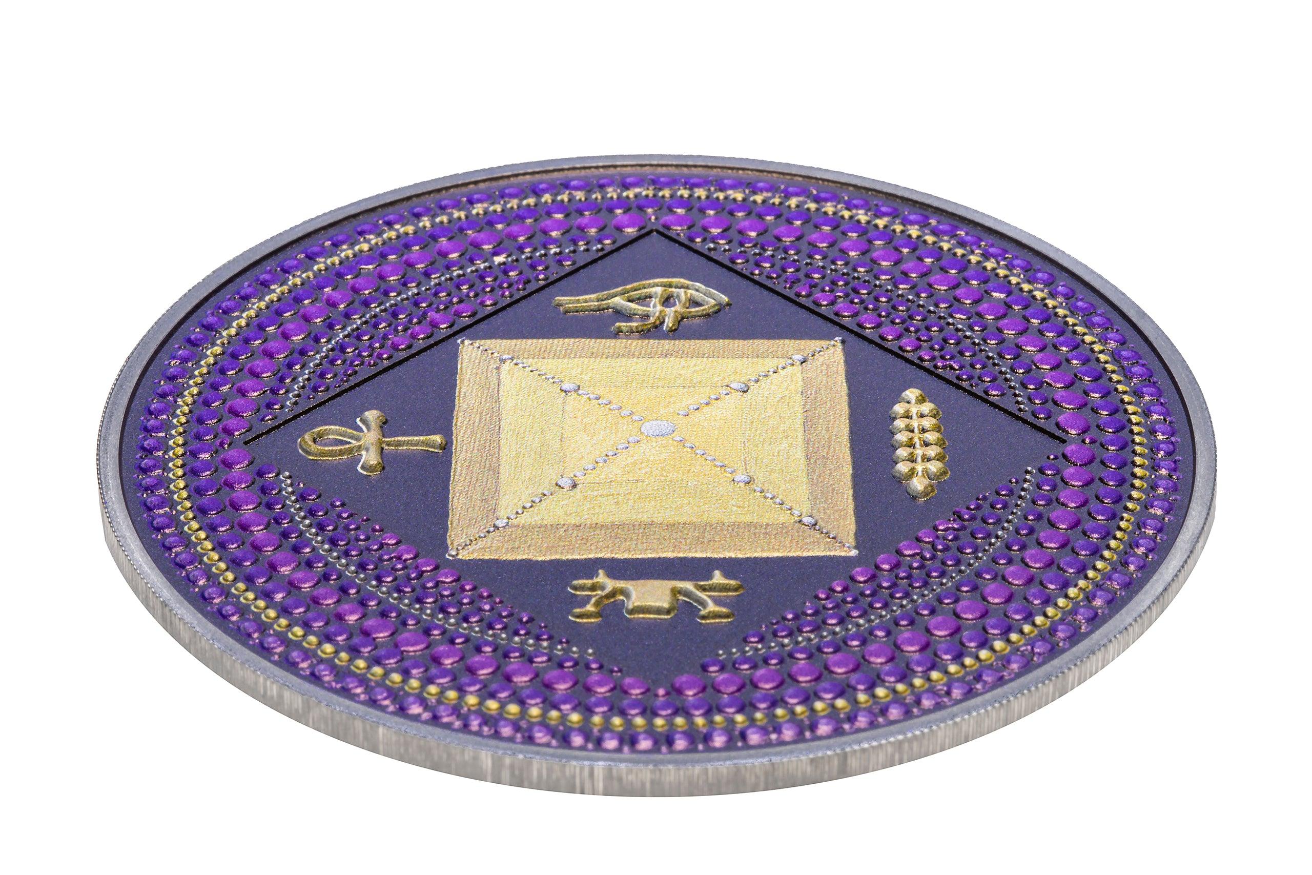 EGYPT PYRAMID Dot Art 3 Oz Silver Coin 20$ Palau 2022 - PARTHAVA COIN