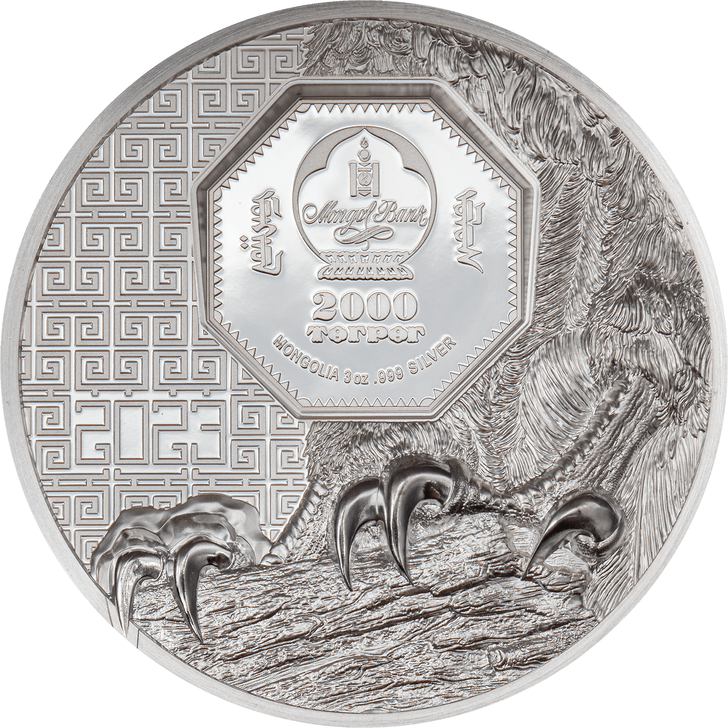 FALCON Wild Mongolia 3 Oz Silver Coin 2000 Togrog Mongolia 2023 - PARTHAVA COIN