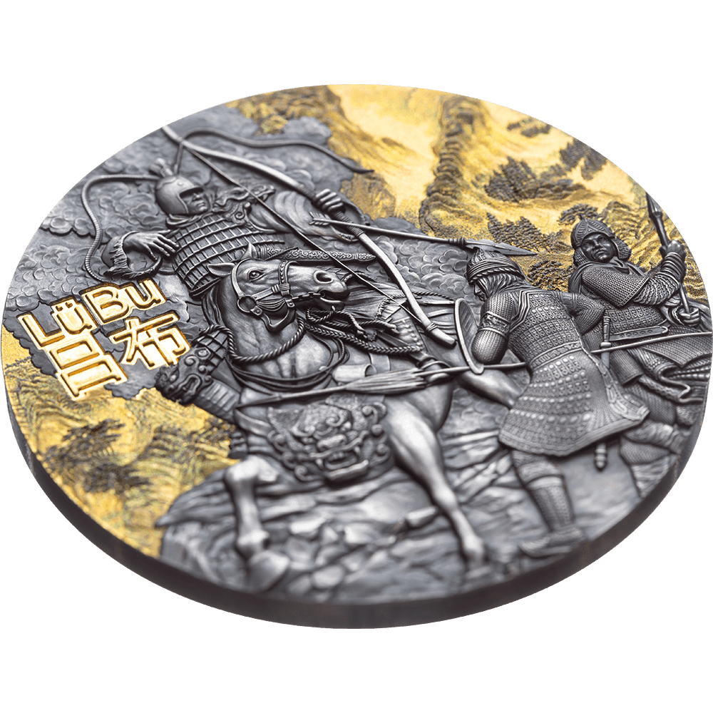 LU BU Warriors Of Ancient China Gold Plating 3 Oz Silver Coin 5$ NIUE 2019 - PARTHAVA COIN