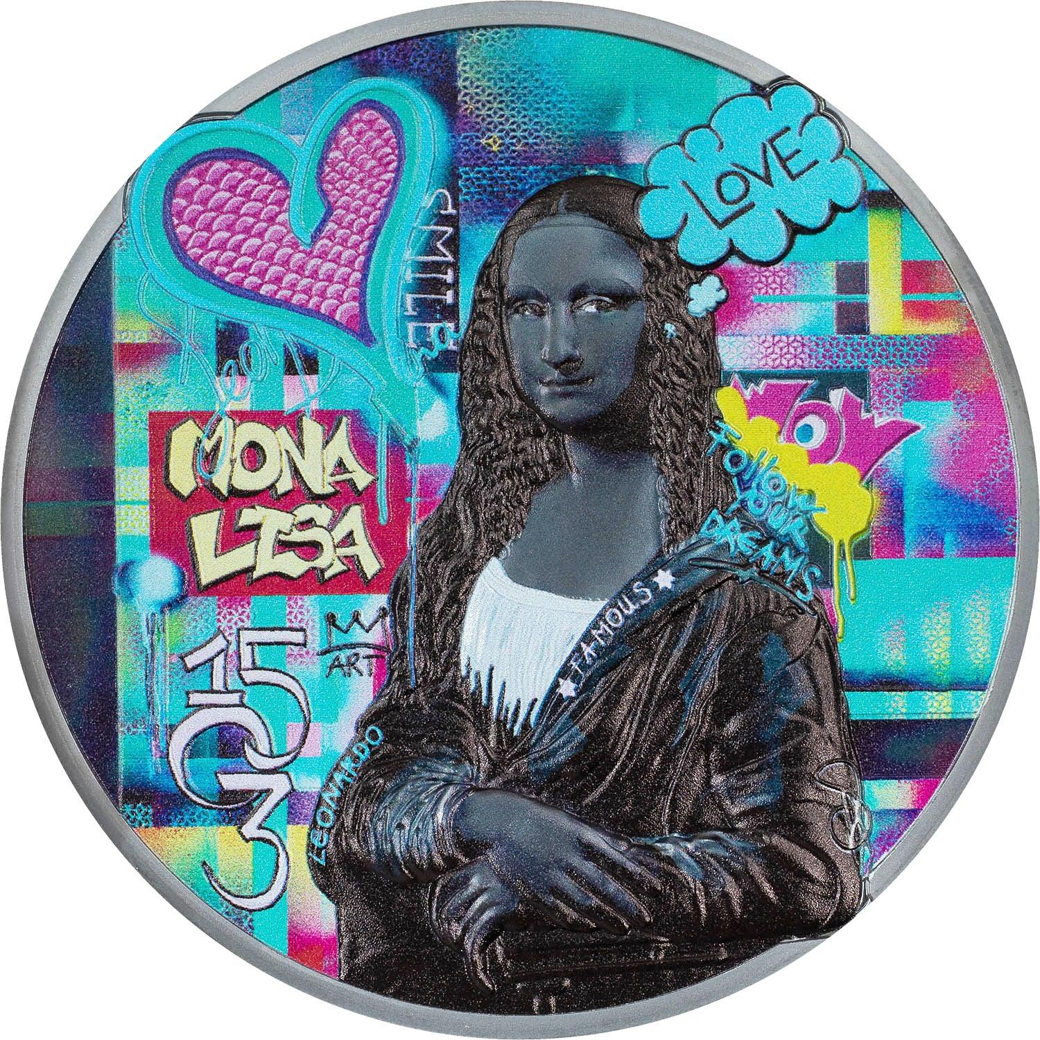 MONA LISA Graffiti Art 3 Oz Silver Coin $20 Cook Islands 2023 - PARTHAVA COIN