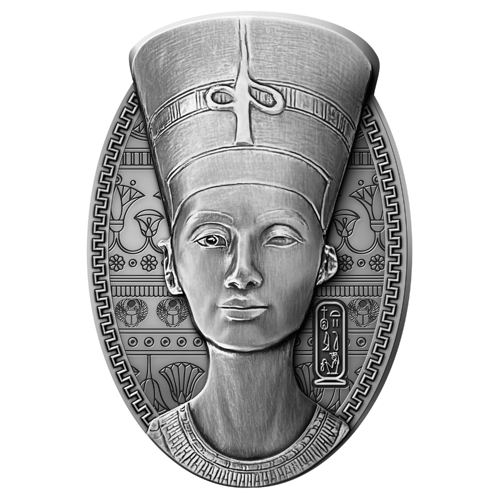 NEFERTITI BUST 3 Oz Silver Coin 200 Francs Djibouti 2023 - PARTHAVA COIN