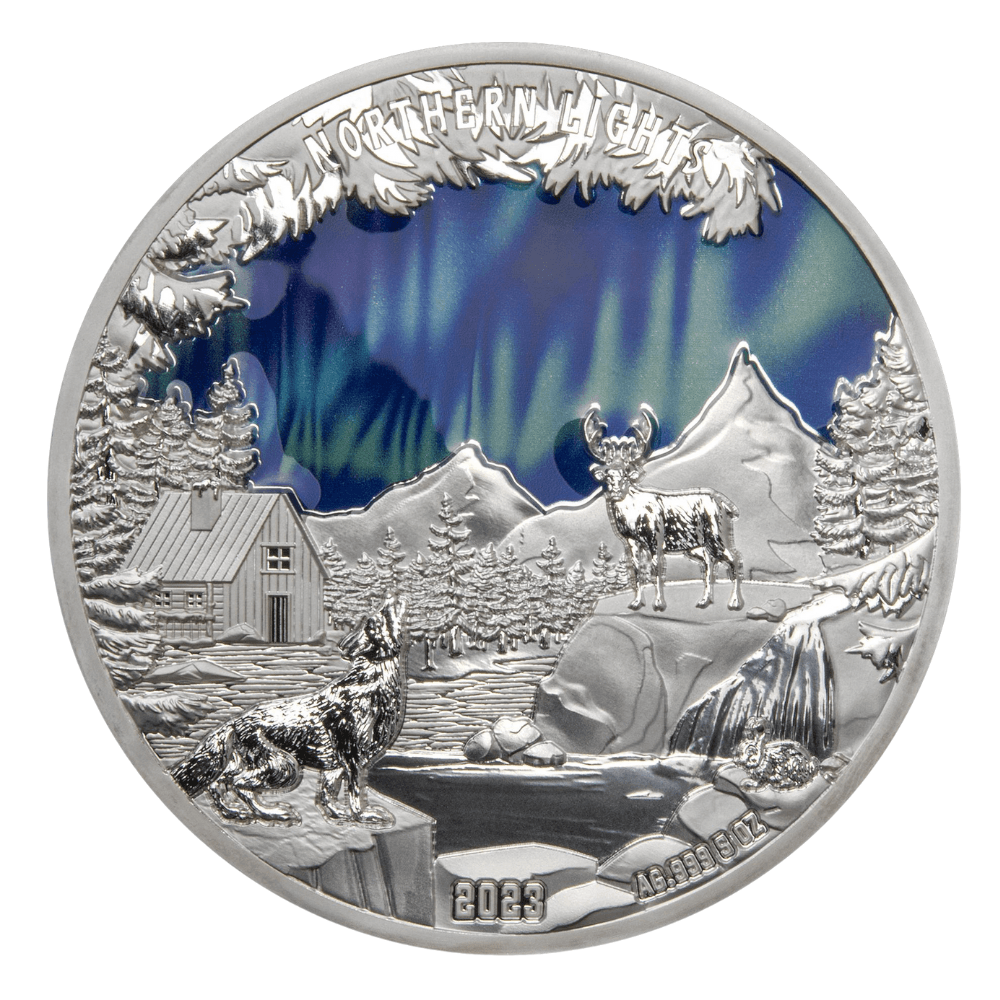 NORTHERN LIGHTS 5 Oz Silver Coin $5 Barbados 2023 - PARTHAVA COIN