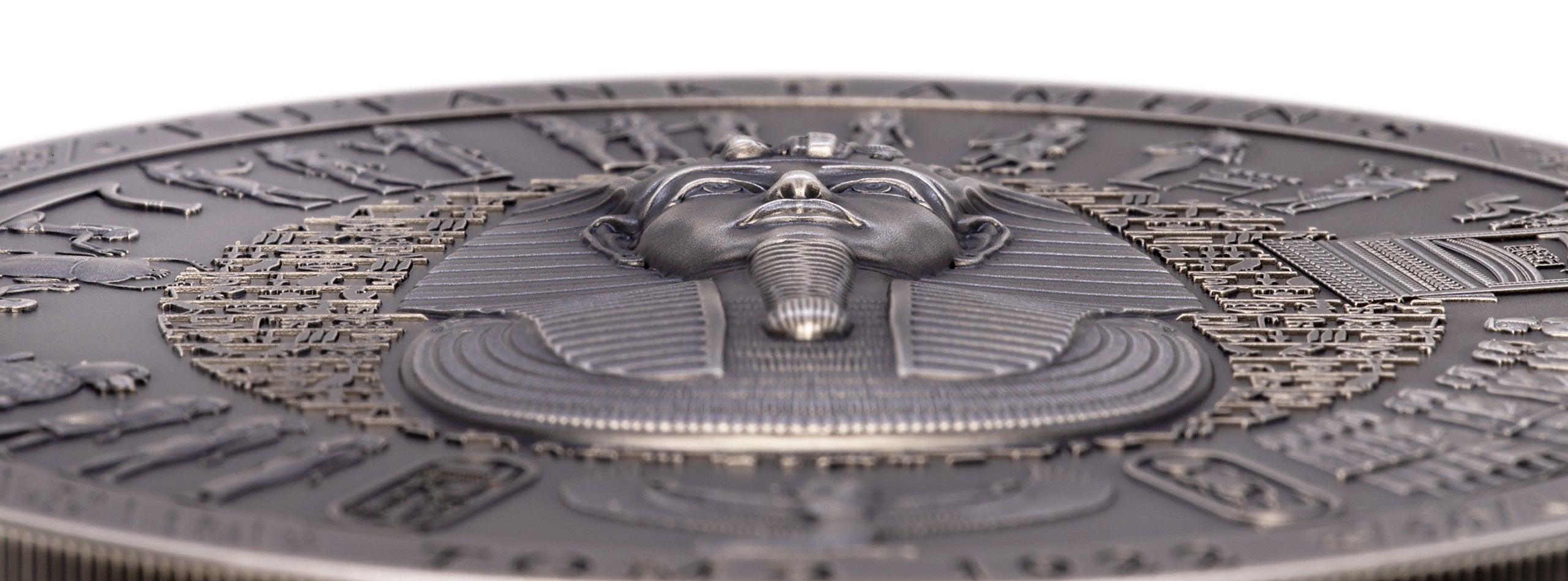 TUTANKHAMUN’S TOMB 1922 Archeology Symbolism Antiqued 3 Oz Silver Coin 20$ Cook Islands 2022 - PARTHAVA COIN