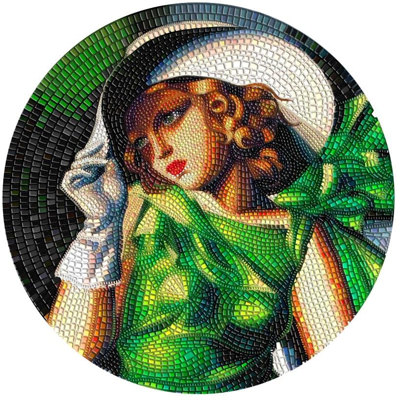 YOUNG GIRL IN GREEN Tamara de Lempicka Great Micromosaic Passion 3 Oz Silver Coin $20 Palau 2021 - PARTHAVA COIN