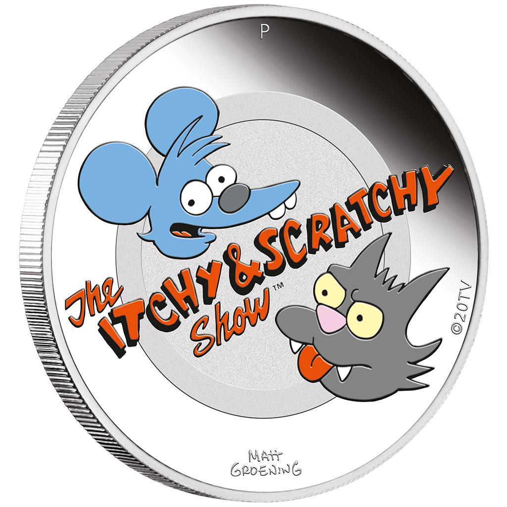ITCHY and SCRATCHY™ Simpsons™ 1 Oz Silver Coin $1 Tuvalu 2021 - PARTHAVA COIN