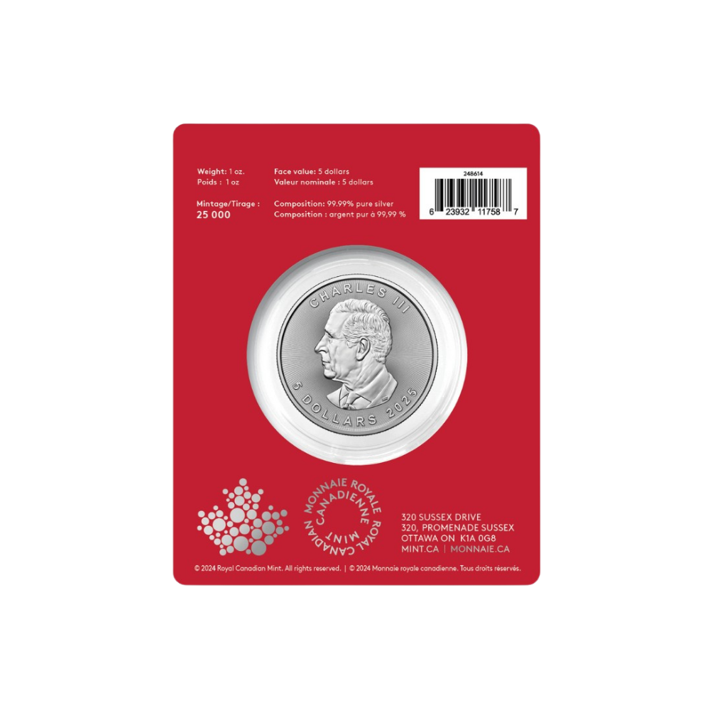 1-oz. 99.99% Pure Silver Coin – Treasured Silver Maple Leaf: Year of the Snake Privy Mark (Premium Bullion)