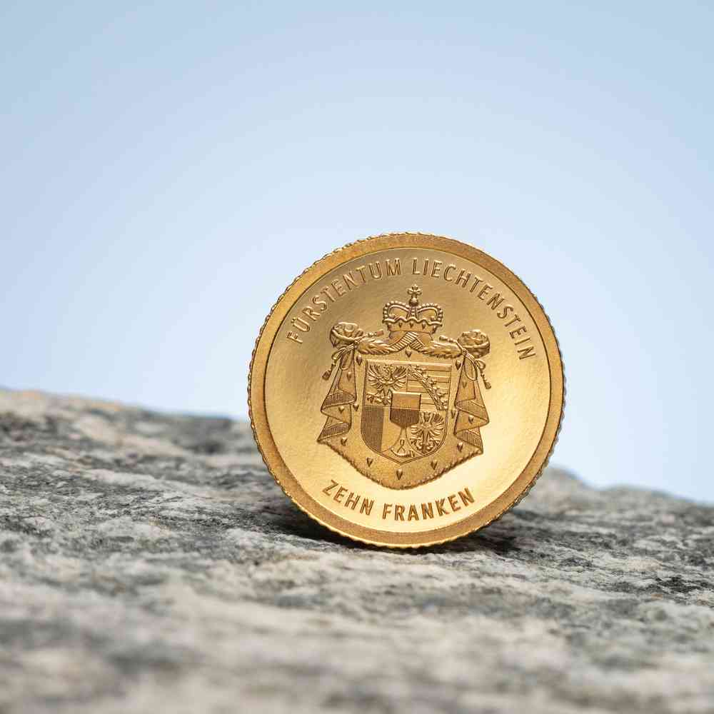 100 YEARS SWISS FRANC IN LIECHTENSTEIN 0.5 g Gold Coin 10 Francs Liechtenstein 2024 - PARTHAVA COIN