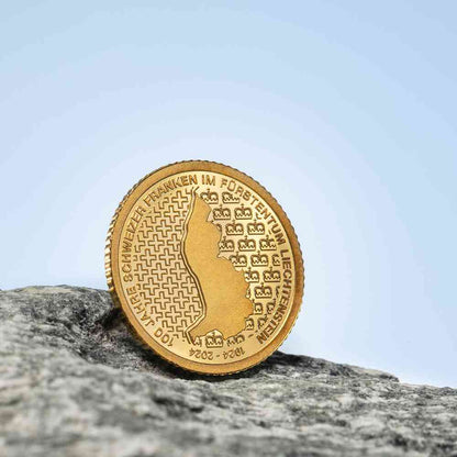 100 YEARS SWISS FRANC IN LIECHTENSTEIN 0.5 g Gold Coin 10 Francs Liechtenstein 2024 - PARTHAVA COIN
