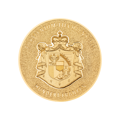 100 YEARS SWISS FRANC IN LIECHTENSTEIN 1 Oz Gold Coin 100 Francs Liechtenstein 2024
