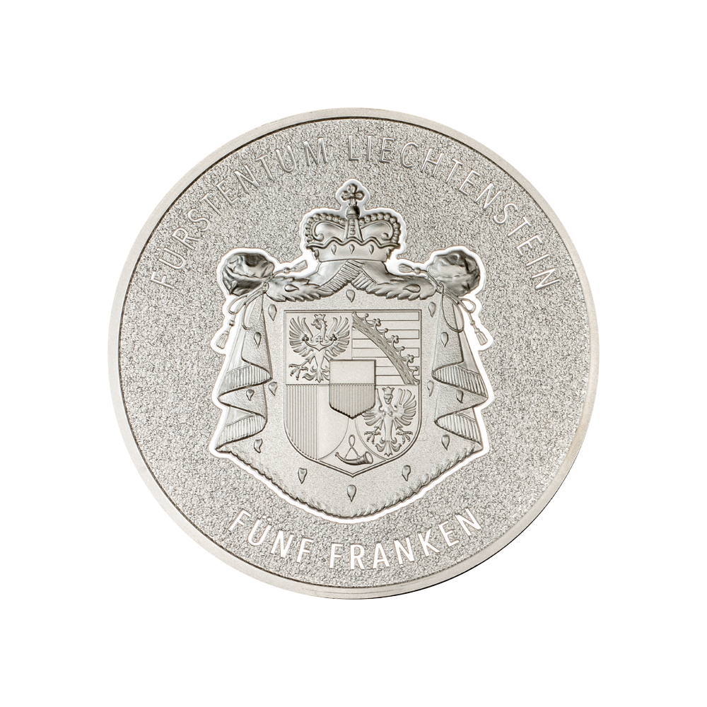 100 YEARS SWISS FRANC IN LIECHTENSTEIN 1 Oz Silver Coin 5 Francs Liechtenstein 2024