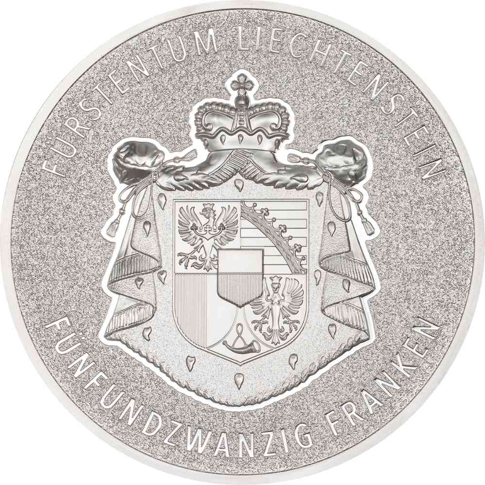 100 YEARS SWISS FRANC IN LIECHTENSTEIN 5 Oz Silver Coin 25 Francs Liechtenstein 2024 - PARTHAVA COIN