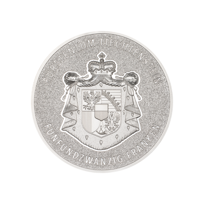100 YEARS SWISS FRANC IN LIECHTENSTEIN 5 Oz Silver Coin 25 Francs Liechtenstein 2024