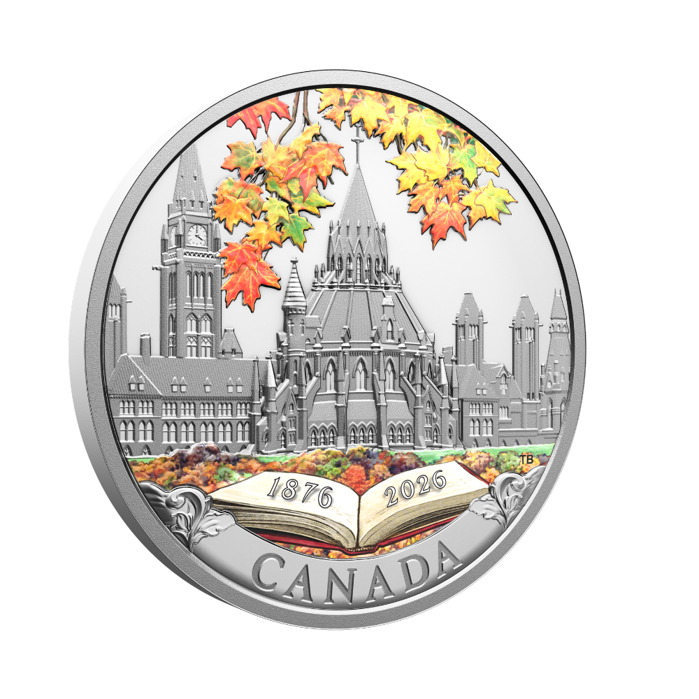 150th Anniversary of the Library of Parliament 1 Oz Fine Silver Coin Canada 2026 Royal Canadian Mint