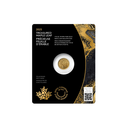 1/10-oz. 99.99% Pure Gold Coin Treasured Gold Maple Leaf: Polar Bears Privy Mark (Premium Bullion)