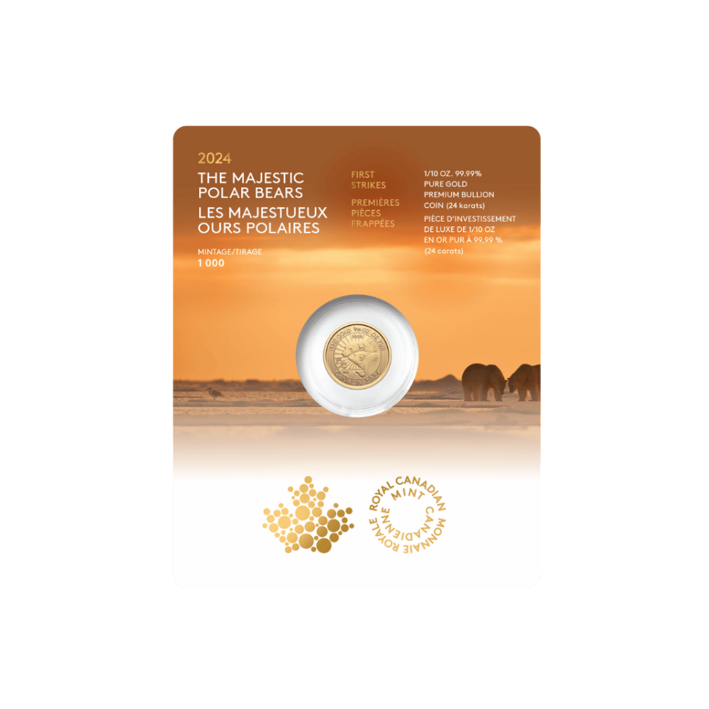 1/10 oz. 99.99% Pure Gold Coin: First Strikes – The Majestic Polar Bears (Premium Bullion)