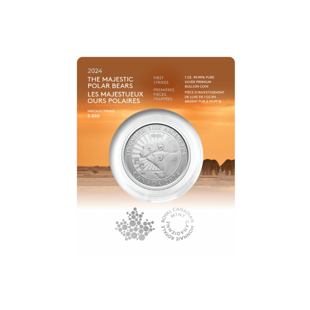 1 oz. 99.99% Pure Silver Coin: First Strikes – The Majestic Polar Bears (Premium Bullion)