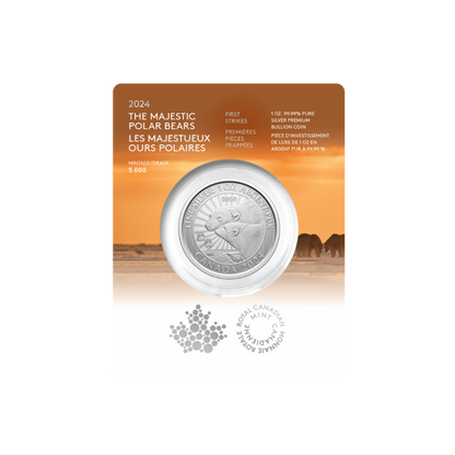 1 oz. 99.99% Pure Silver Coin: First Strikes – The Majestic Polar Bears (Premium Bullion)