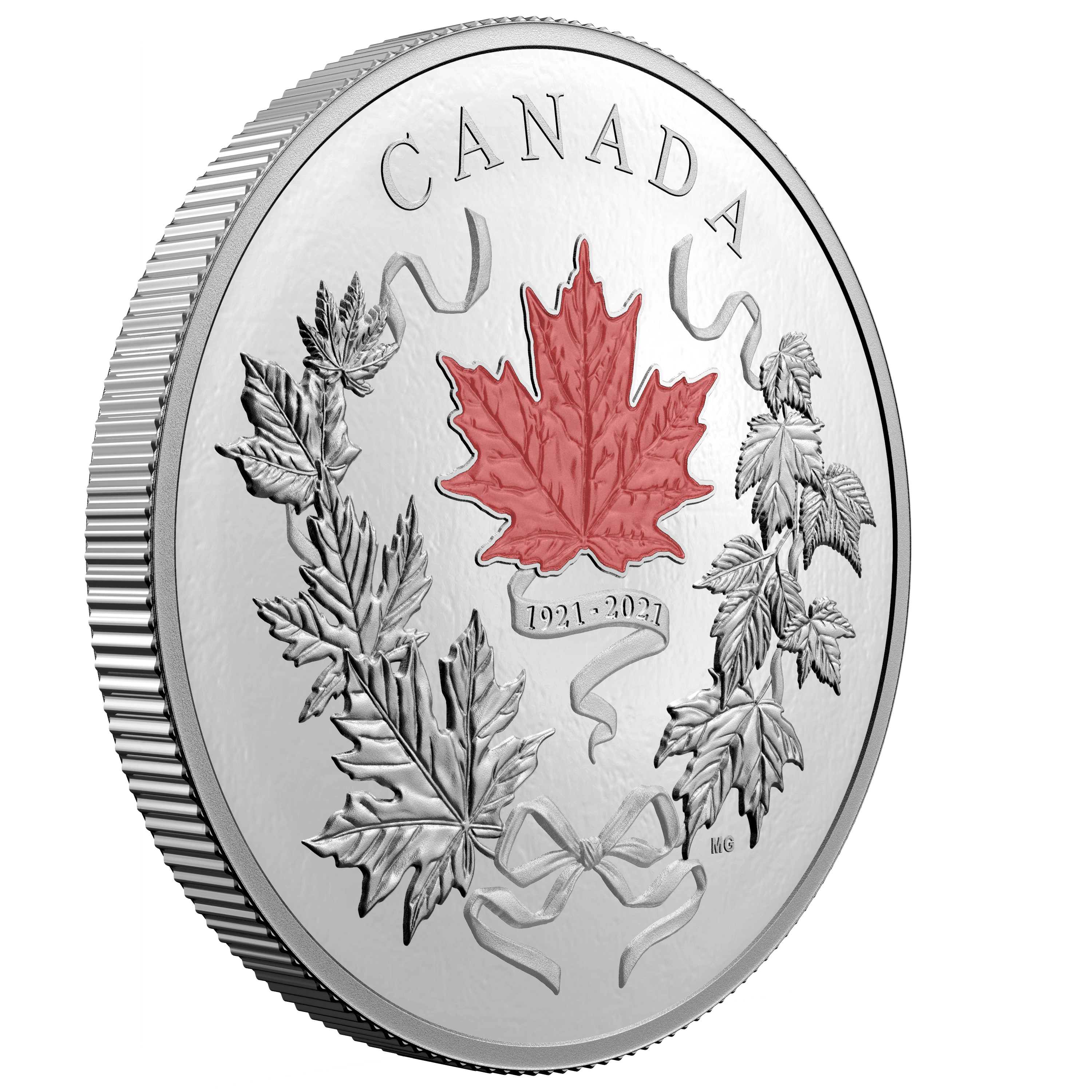 OUR NATIONAL COLOURS 100th Anniversary 10 Oz Silver Coin $100 Canada 2021