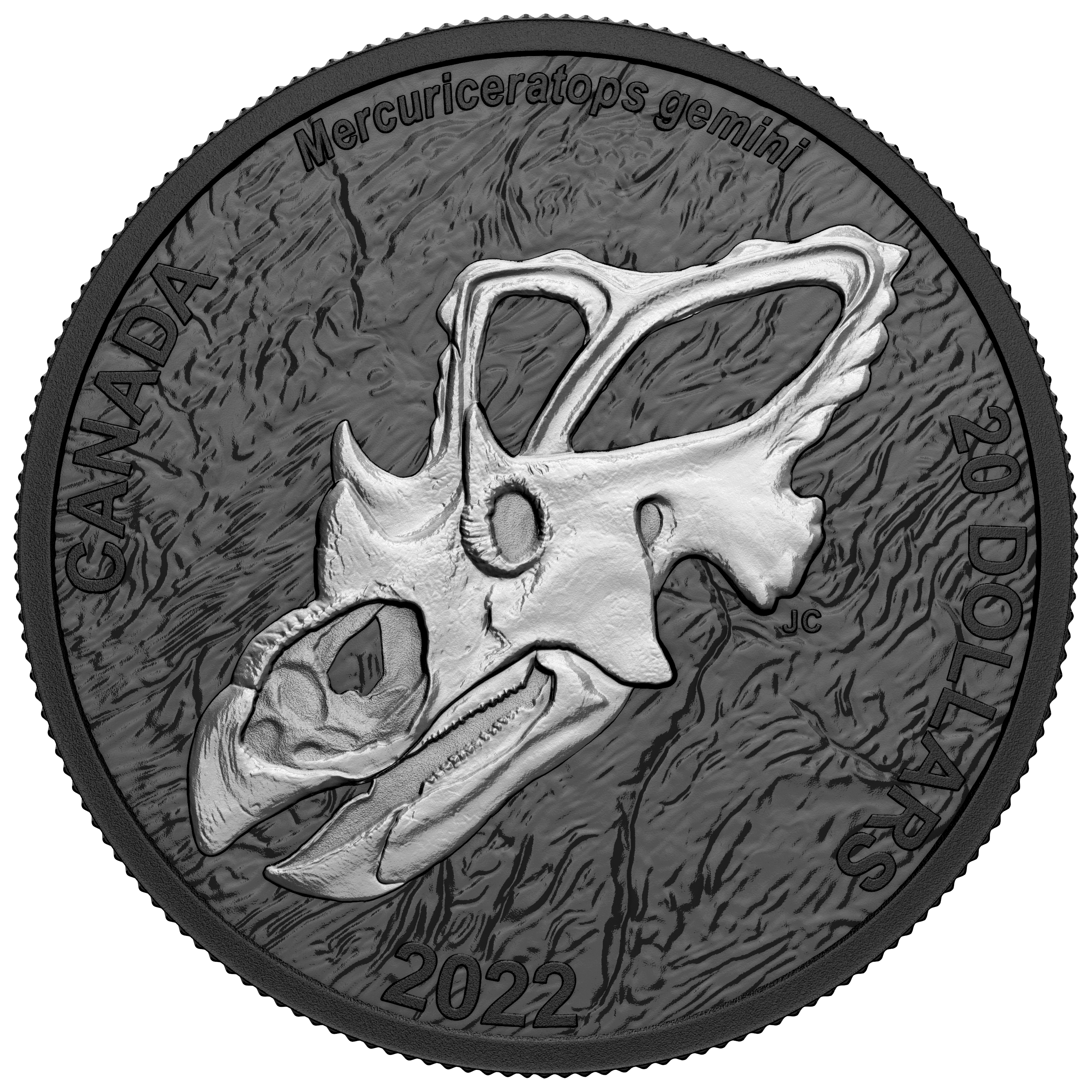 MERCURY'S HORNED FACE Discovering Dinosaurs 1 Oz Silver Coin $20 Canada 2022
