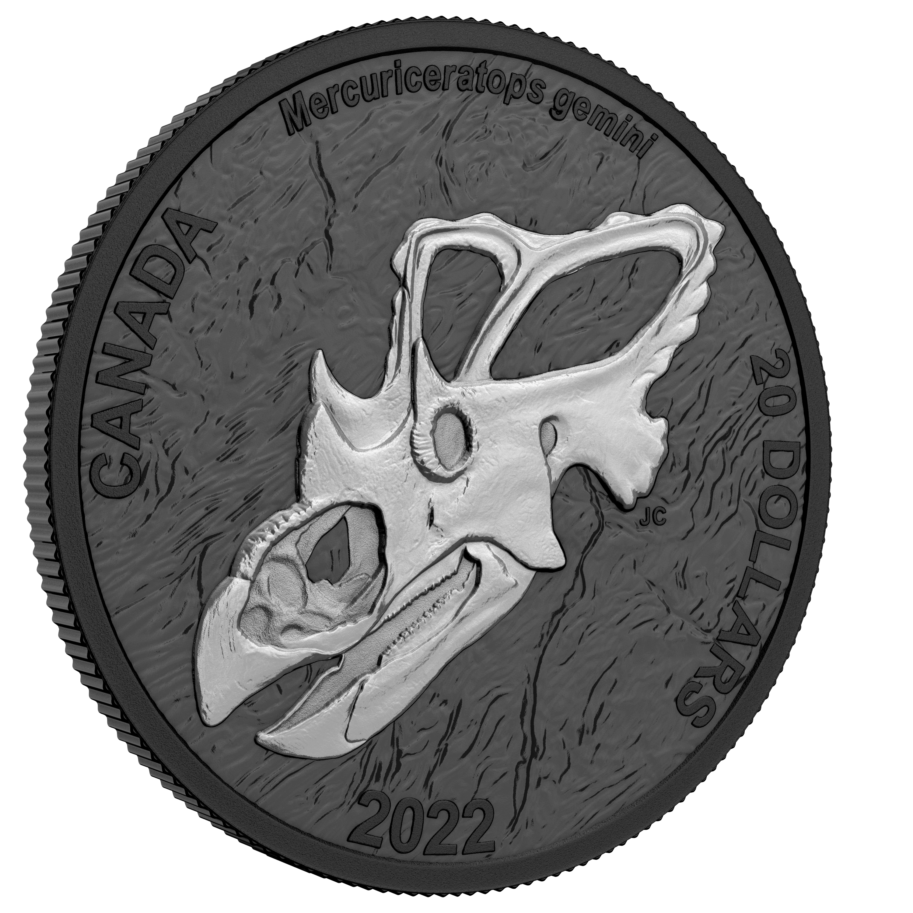 MERCURY'S HORNED FACE Discovering Dinosaurs 1 Oz Silver Coin $20 Canada 2022