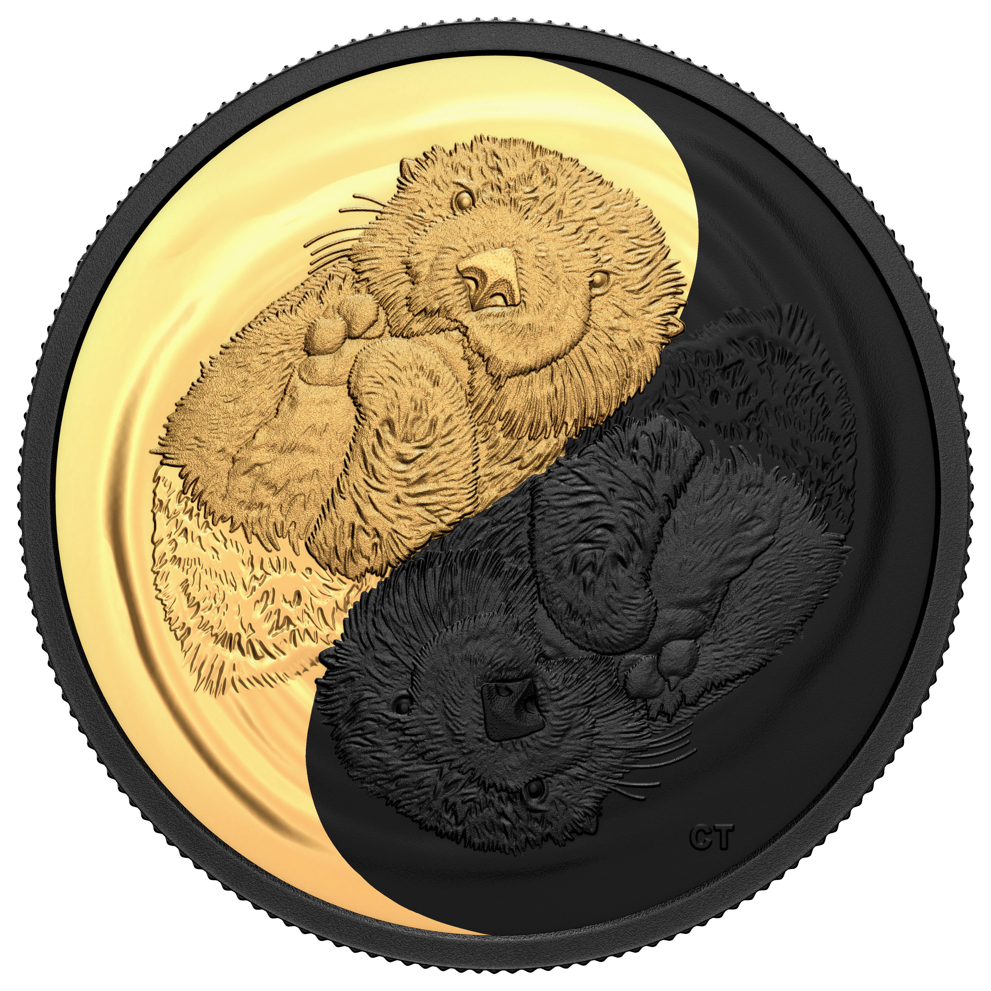 SEA OTTER Black and Gold Silver Coin $20 Canada 2022