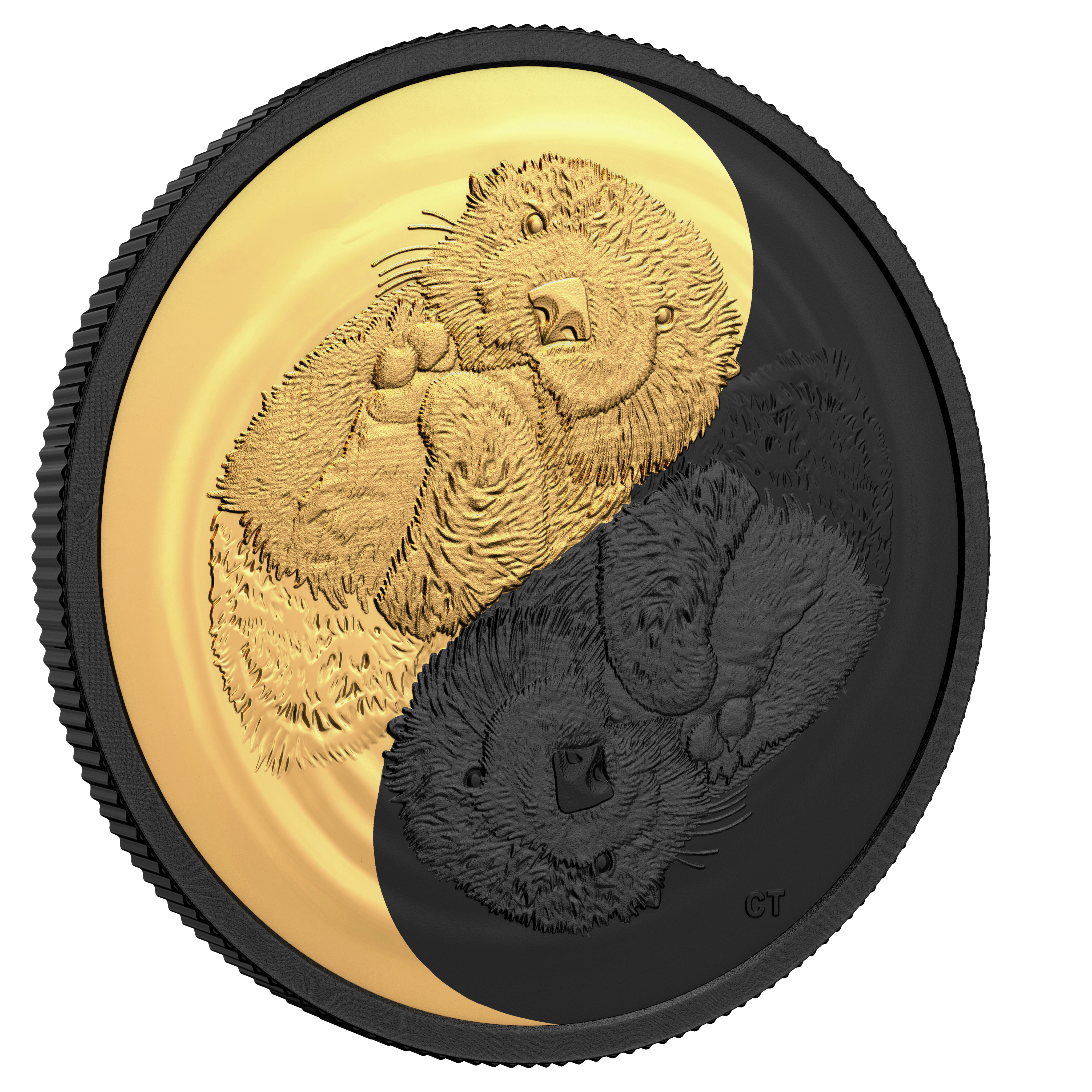 SEA OTTER Black and Gold Silver Coin $20 Canada 2022