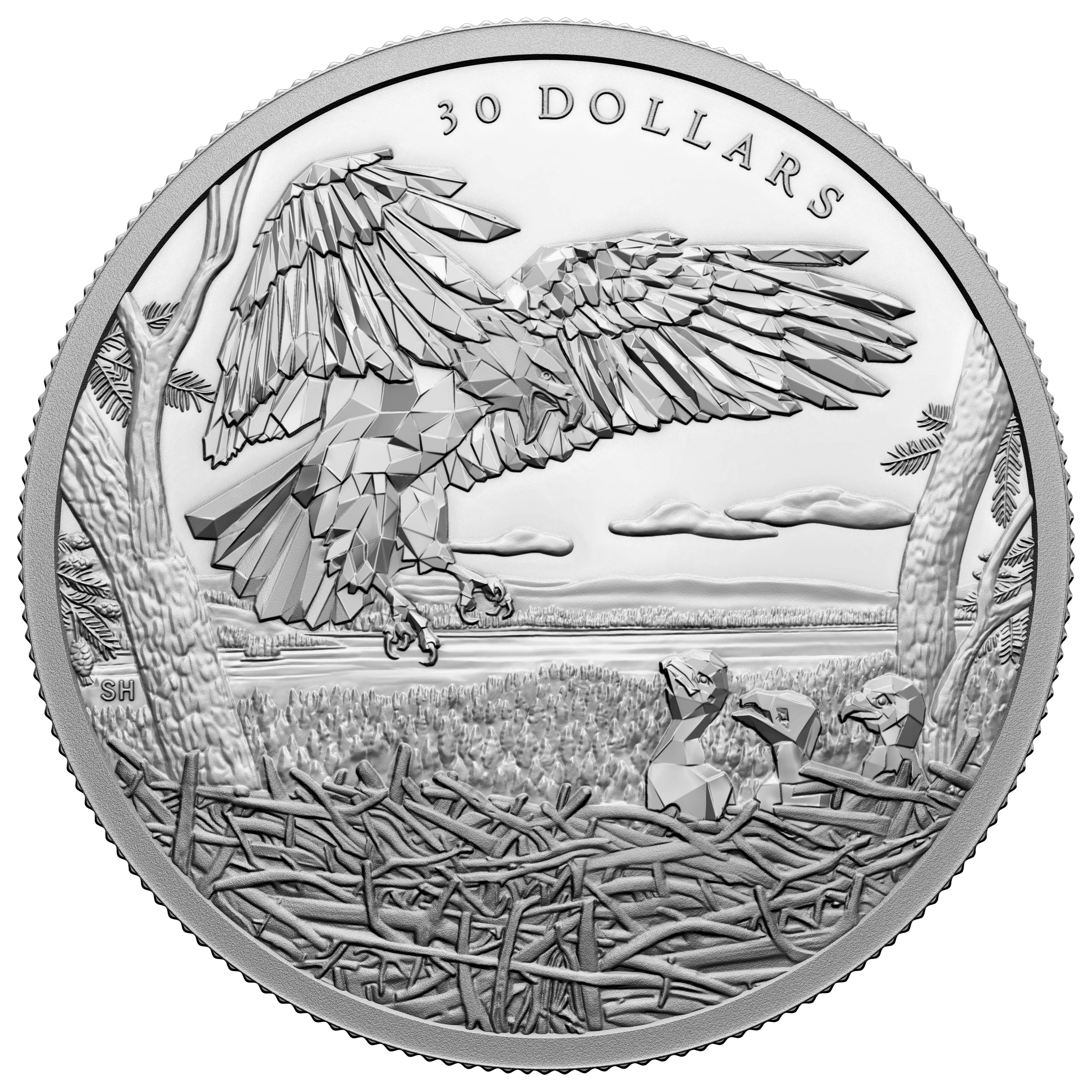 BALD EAGLES Multifaceted Animals 2 Oz Silver Coin $30 Canada 2022