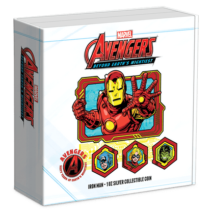 IRON MAN Marvel Avengers 60th Anniversary 1 Oz Silver Coin $2 Niue 2023 - Parthava Coin